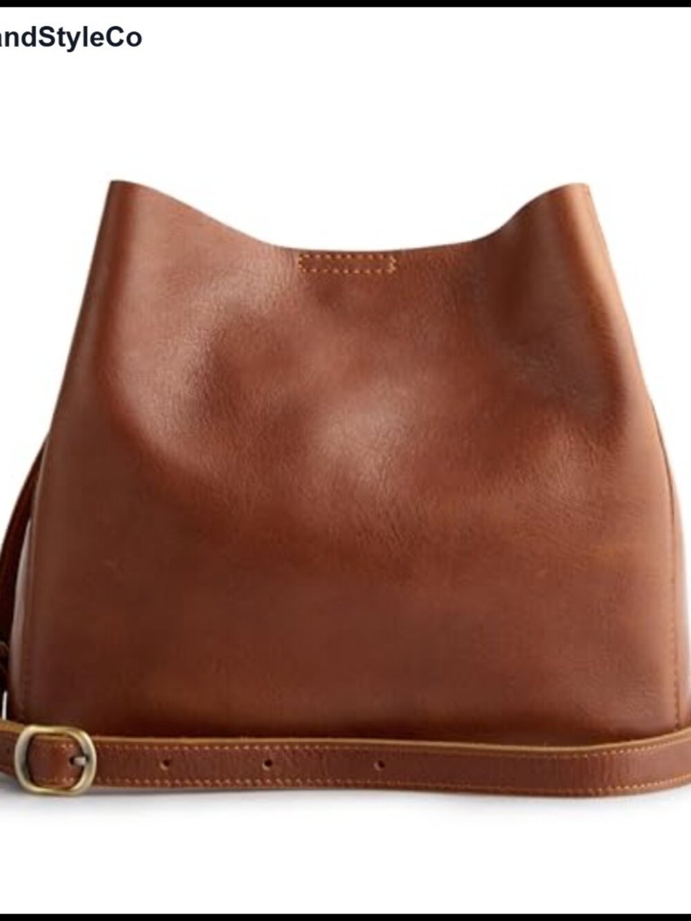 Full Grain Leather Crossbody Bag Convertible Bucket Purse Women